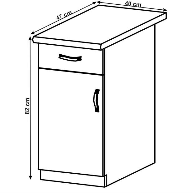 Dolní kuchyňská skříňka D40S1 Lanaya (bílá + šedá matná) (L)