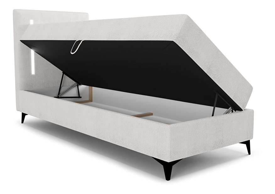 Jednolůžková postel 80 cm Ortega Bonell (světle šedá) (s roštem, bez úl. prostoru) (s LED osvětlením)