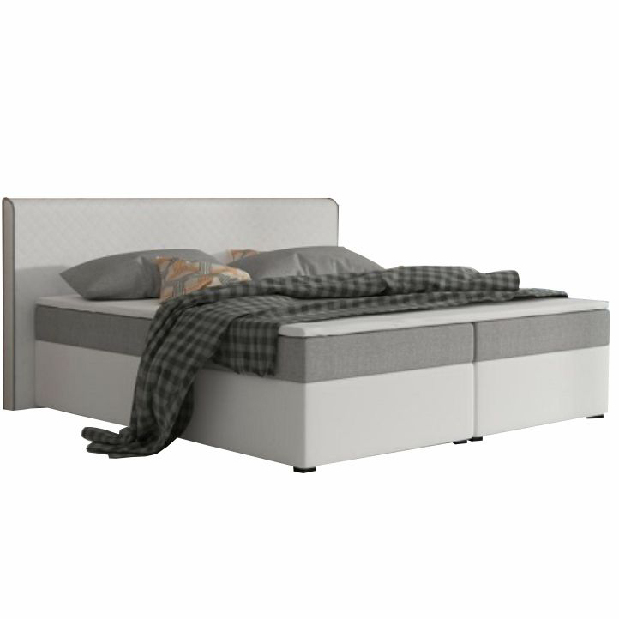Manželská postel Boxspring 160 cm Namakyra komfort (bílá + šedá) (s matrací a roštem)