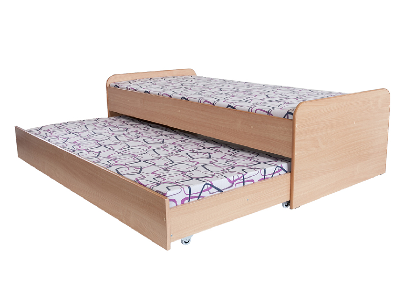 Jednolůžková postel 90 cm BRW Nika (bílá + fialová) (s rošty a matracemi)