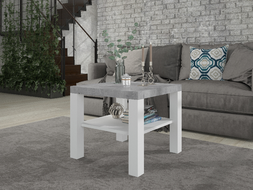 Konferenční stolek Bijou (bílá + beton)