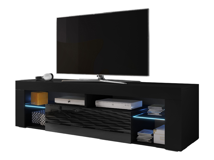TV stolek/skříňka Everest (černý lesk + černá matná) *výprodej