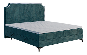 Manželská postel Boxspring 160 cm Lexa (mořská) (s matrací a úl. prostorem)