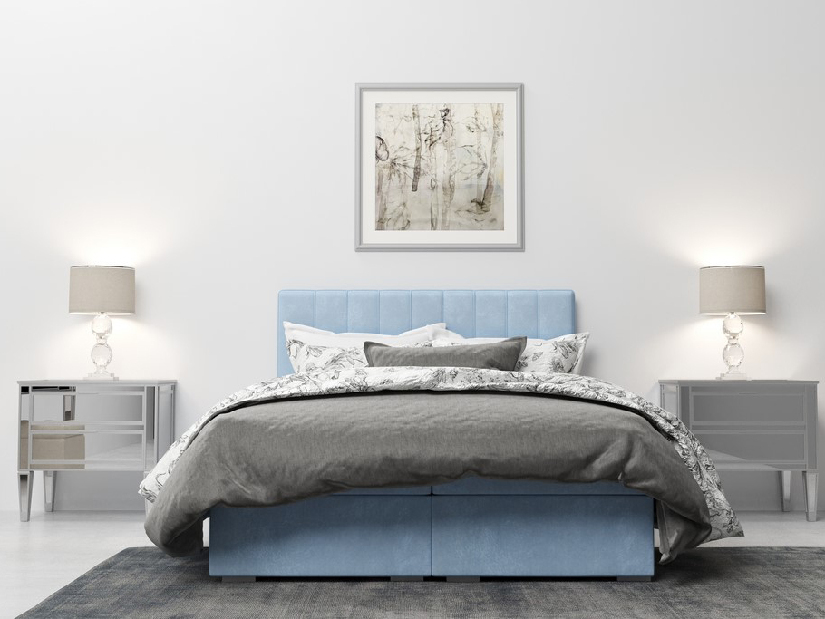 Kontinentální postel 180 cm Ranaly (modrá) (s úložným prostorem)