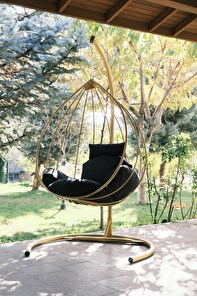 Zahradní houpací židle Druket (zlatá + černá)