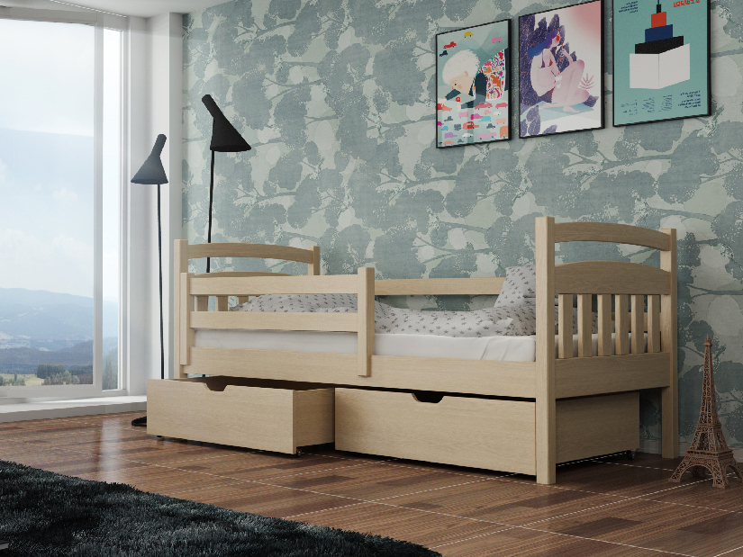 Dětská postel 80 cm Susy (s roštem a úl. prostorem) (borovice)