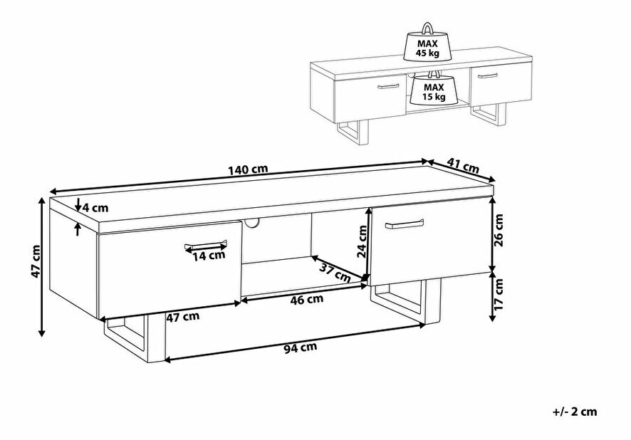 TV stolek/skříňka Timboon (tmavé dřevo)