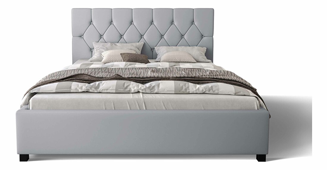 Manželská postel 140 cm Sylvie (šedá) (s roštem a úložným prostorem)