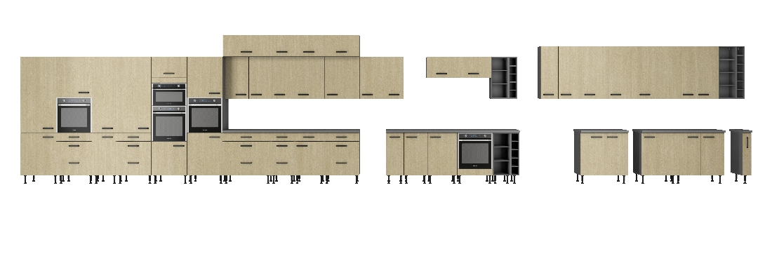 Potravinová kuchyňská skříňka Scarmi 60 DK-215 2F (Antracit + Herringbone scandi)