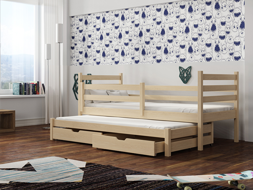 Dětská postel 90 cm MONTY (s roštem a úl. prostorem) (borovice)