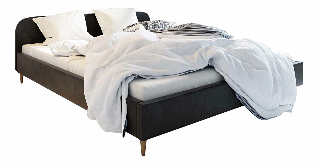Manželská postel 180 cm Lon (černá) (bez roštu a úložného prostoru)