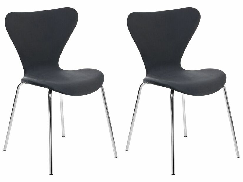 Set 2 ks jídelních židlí Baylor (černá + stříbrná)