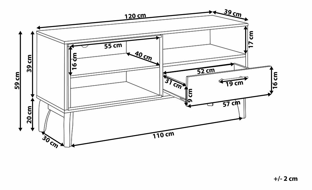 TV stolek/skříňka Ansons (tmavé dřevo)