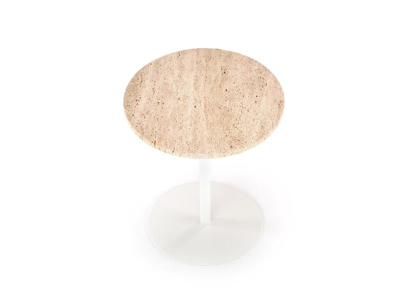 Příruční stolek Terazzo S (travertin + bílá)