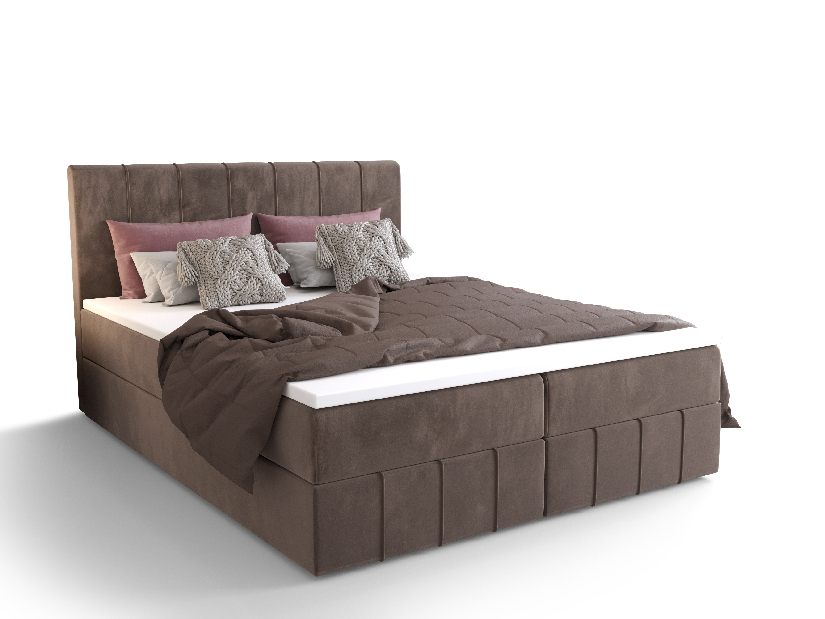 Manželská postel Boxspring 140 cm Barack (hnědá) (s matrací a úložným prostorem)