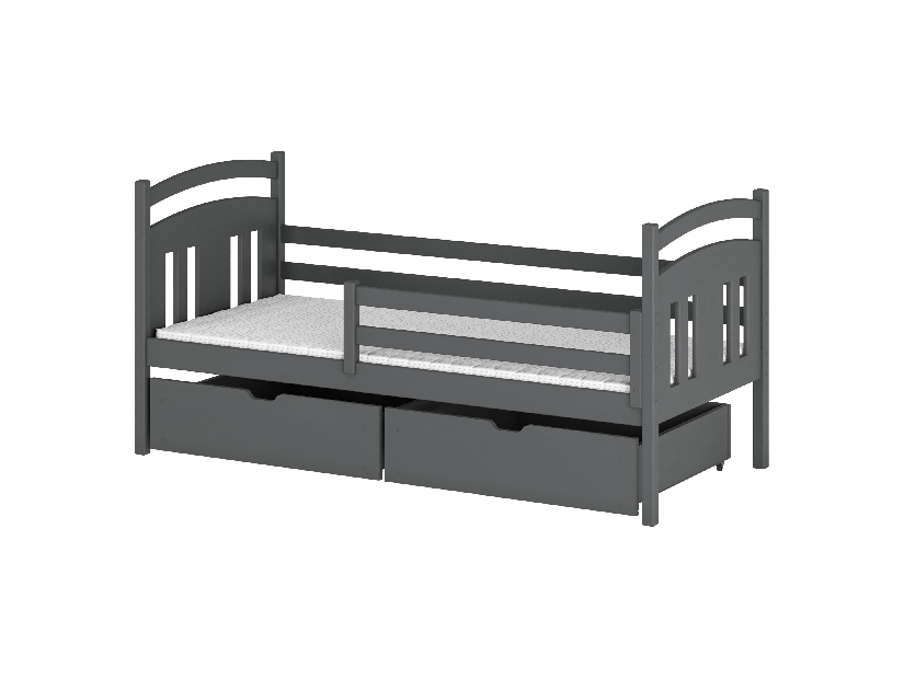 Dětská postel 80 cm Kayla (s roštem a úl. prostorem) (grafit)