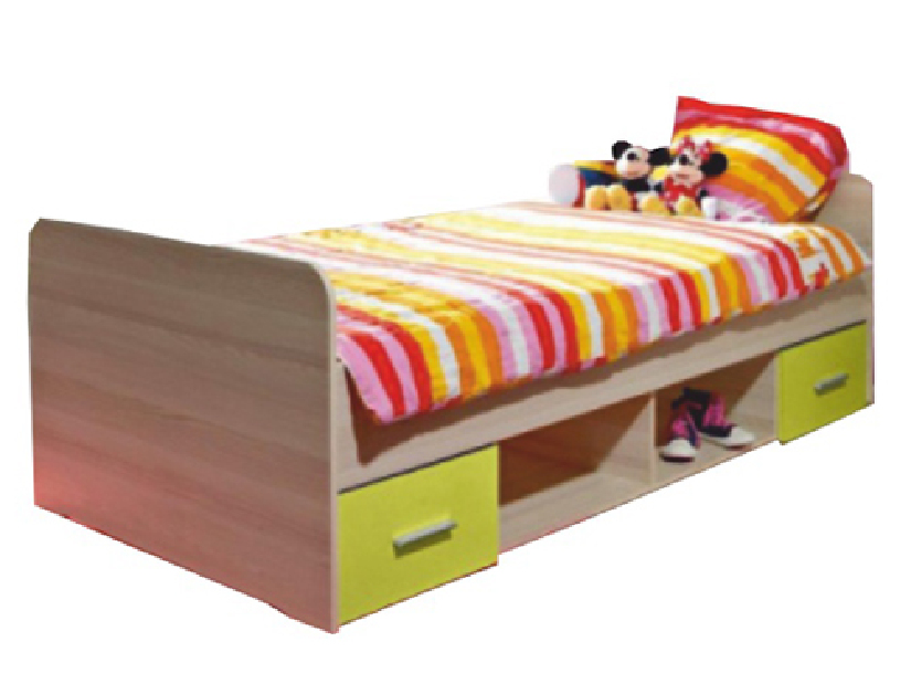 Jednolůžková postel 90 cm Emio Typ 04 Zelená