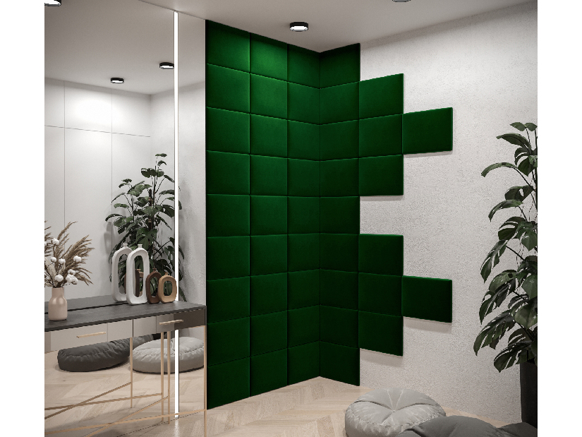 Čalouněný panel Cubic 40x30 cm (tmavě zelená)