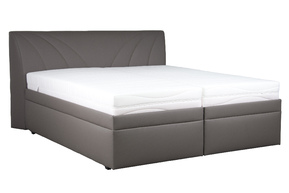 Manželská postel 180 cm Blanář Velvet (šedá) (s roštem, matrací, denní dekou a polštáři)