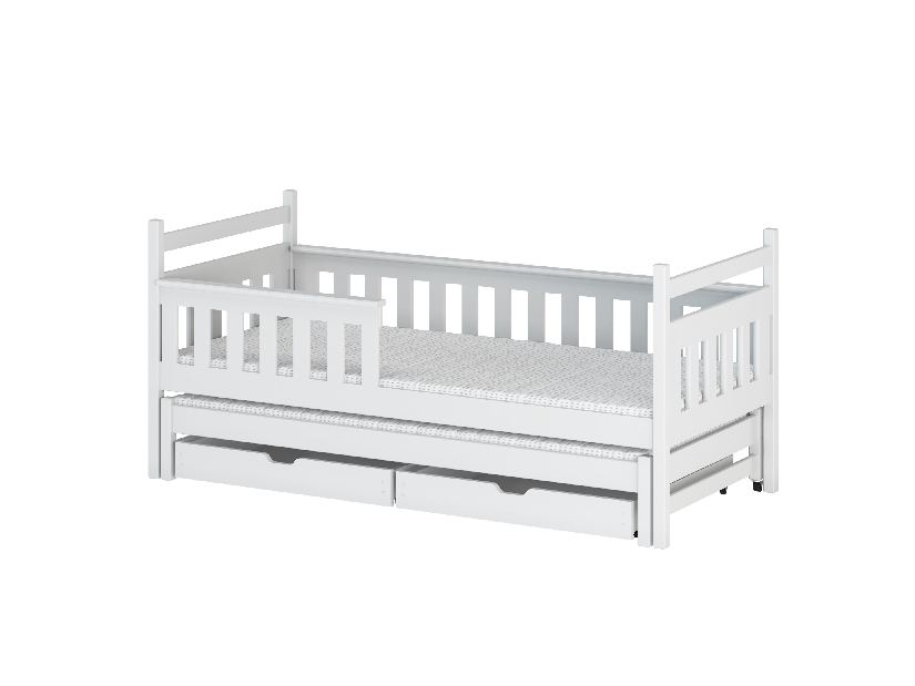 Dětská postel 80 cm DORIA (s roštem a úl. prostorem) (bílá)