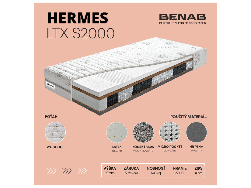 Taštičková matrace Benab Hermes LTX S2000 200x180 cm (T4/T5)