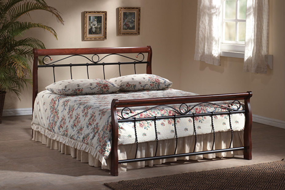 Manželská postel 160 cm Oberon C (třešeň antická) (s roštem)