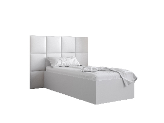 Jednolůžková postel s čalouněným čelem 90 cm Brittany 4 (bílá matná + bílá) (s roštem)