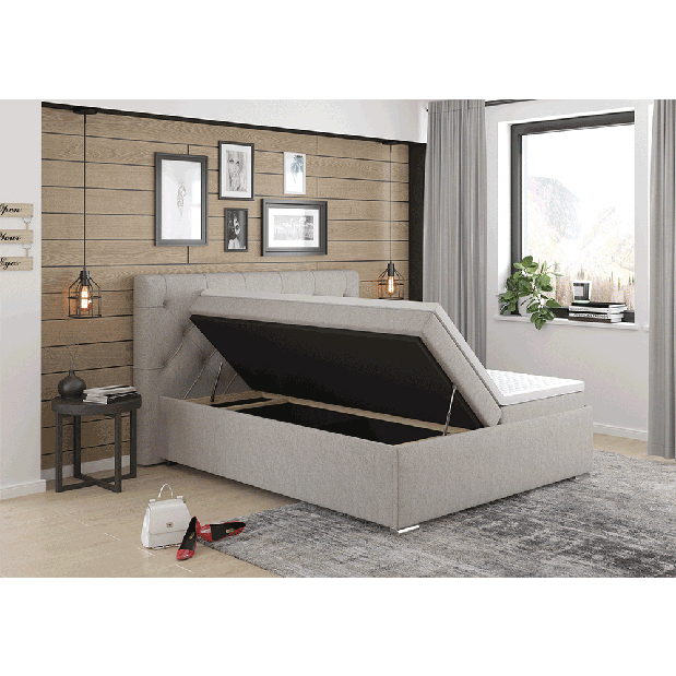 Manželská postel Boxspring 180 cm Morrela (šedohnědá) (s matrací)
