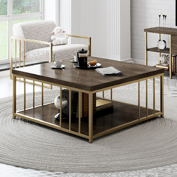 Konferenční stolek Zen (Ořech + Zlatá)
