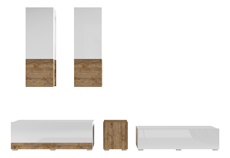 Obývací stěna Pok Typ 10 (dub sandál + bílá)