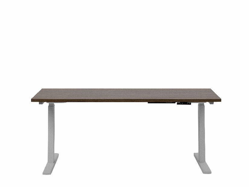 Psací stůl UPPER II (130 x 72 cm) (MDF) (tmavé dřevo + bílá) (el. nastavitelný)