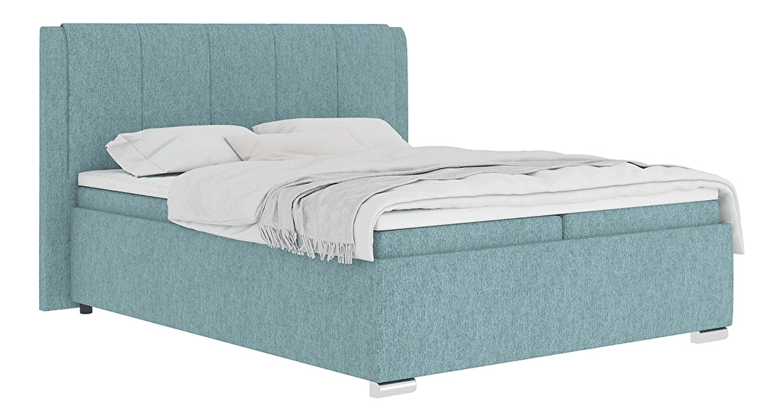 Manželská postel Boxspring 180 cm Larienna (mentolová) (s matrací a úl. prostorem)