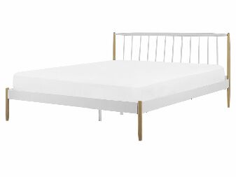 Manželská postel 160 cm MARES (s roštem) (bílá)