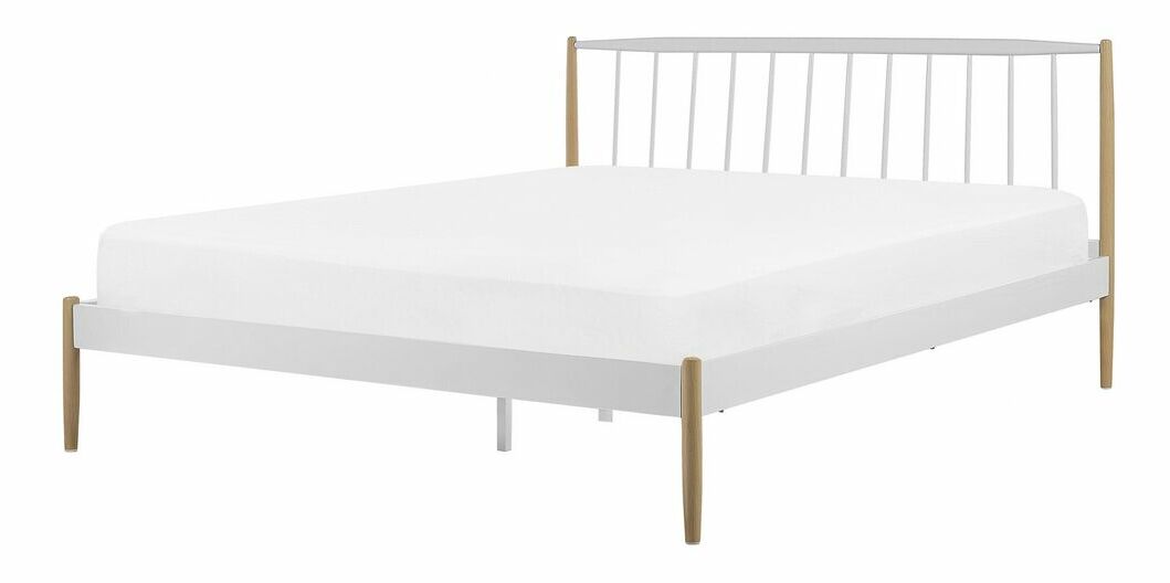 Manželská postel 160 cm MARES (s roštem) (bílá)