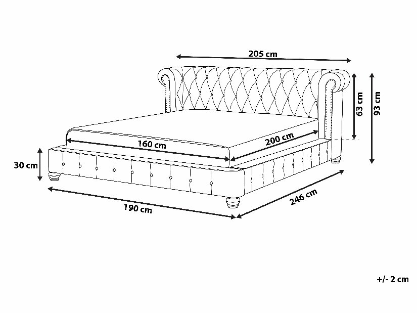 Manželská postel 160 cm CAVILLA (s roštem) (hnědá)