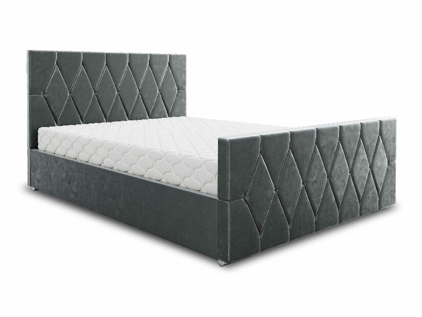 Manželská postel 160 cm Alex (šedá) (s roštem a úložným prostorem)
