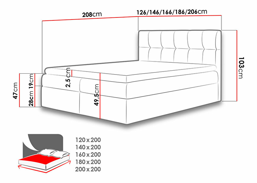 Kontinentálni postel 180 cm Apolon (bílá) *výprodej
