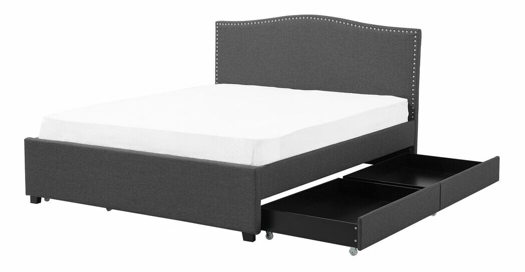 Manželská postel 160 cm MONTHY (s roštem a úl. prostorem) (šedá)