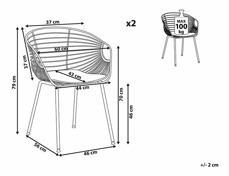 Set 2 ks. jídelních židlí HABIR (měděná)