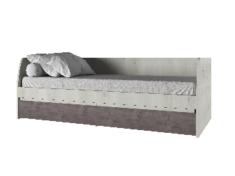 Jednolůžková postel 90 cm Norine (olše polární + onyxová) (s roštem)