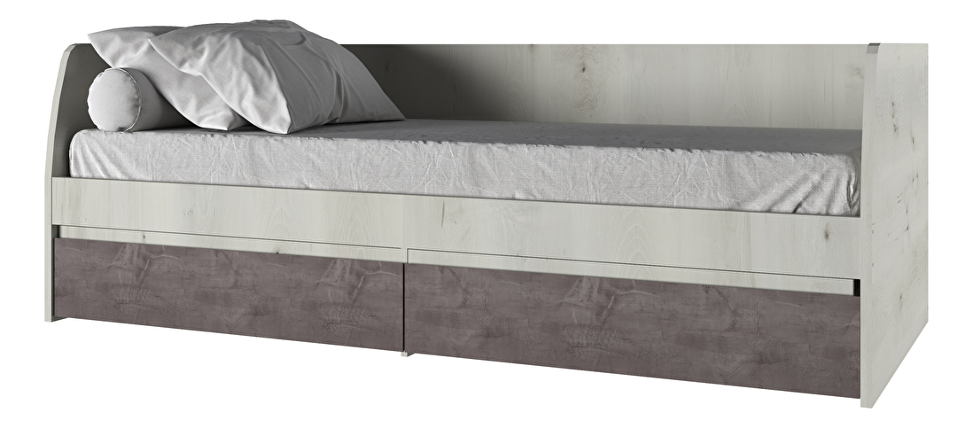 Jednolůžková postel 90 cm Norine (olše polární + onyxová) (s roštem)