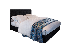 Manželská posteľ Boxspring 140 cm Karen (čierna) (s matracom a úložným priestorom)