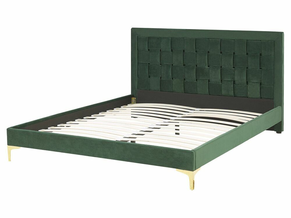 Manželská postel 160 cm LIMO (polyester) (tmavě zelená) (s roštem)