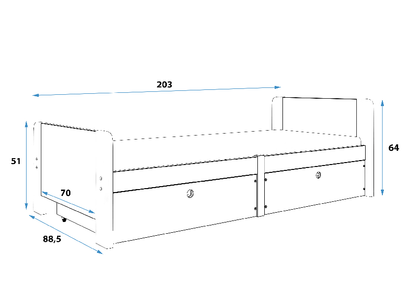 Jednolůžková postel 80 cm Aria (bílá + grafit)