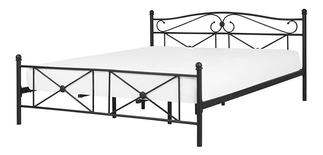 Manželská postel 180 cm RANDEZ (s roštem) (černá)