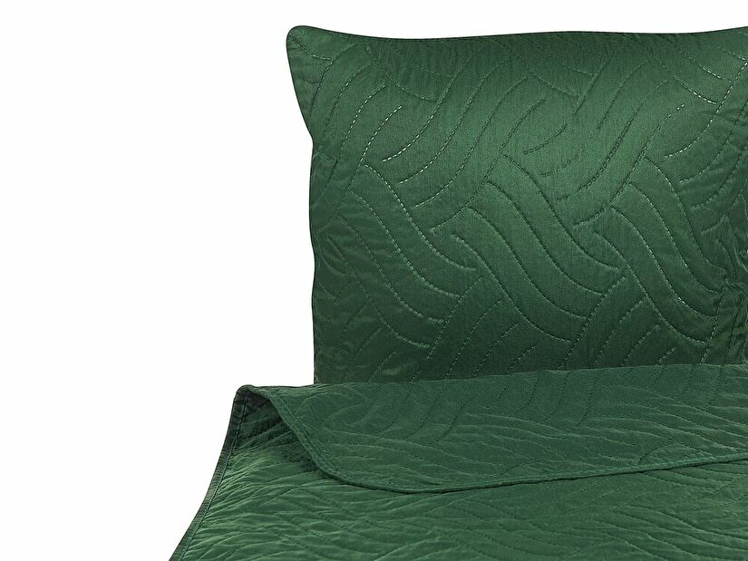 Sada přehozu na postel a 2 polštářů 200 x 220 cm Bent (zelená)