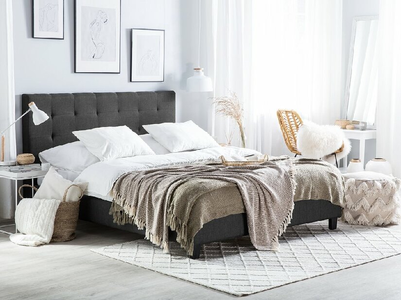 Manželská postel 160 cm ROLLA (s roštem a úl. prostorem) (tmavě šedá)