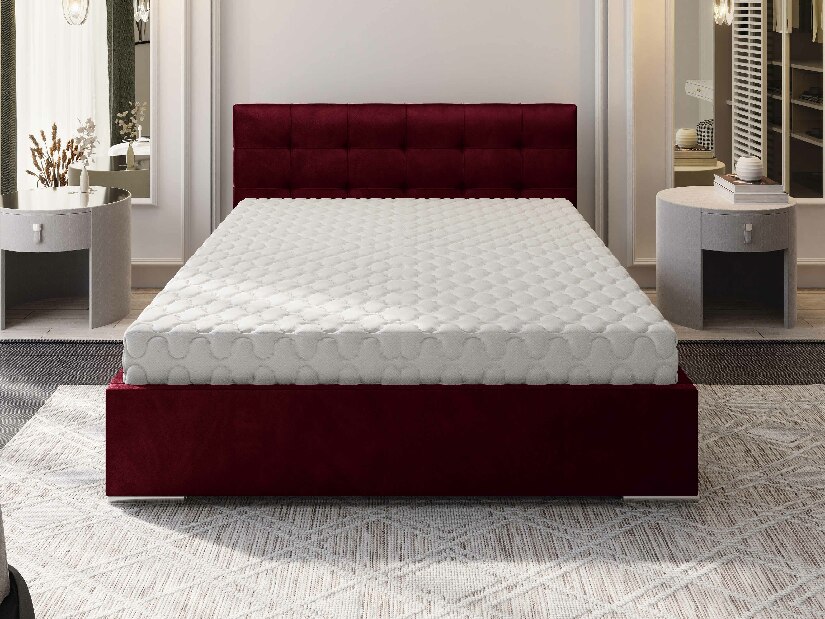 Manželská postel 160 cm Hermila (bordó) (s roštem a úložným prostorem)