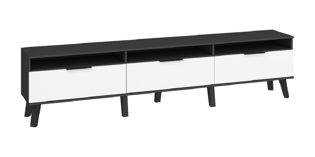 TV stolek/skříňka Shela SVN-12 (černá + bílý lesk)
