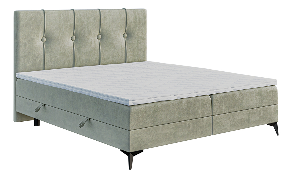 Kontinentální postel 120 cm Roseann (světlobéžová) (s matrací a úl. prostorem)
